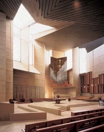 In pursuit of a sense of spiritual quality, Moneo works hard with the light that dramatically suffuses the interior of the cathedral (overleaf). In the choice of art, the views of the archbishop counted for as much as those of the architect