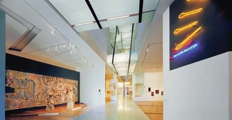 The circulation spaces within the National Gallery of Victoria are a sequence of dramatic canyons plunging through the building
