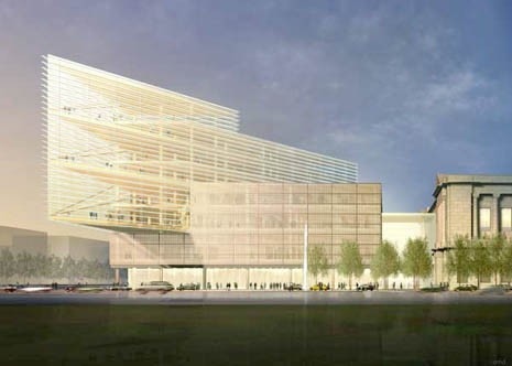 “Plan a library based on the size of a human and the size of a book” is the maxim expressed by Cesar Pelli’s project