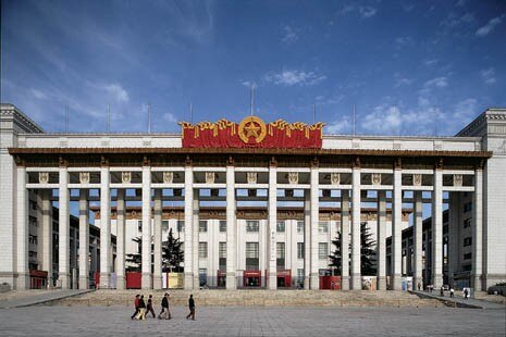 The spatially inventive open colonnade of the Museum of the Revolution, above, suggests a nuanced attempt to find a more contemporary form of architectural expression than that of the monolithic Great Hall of the People