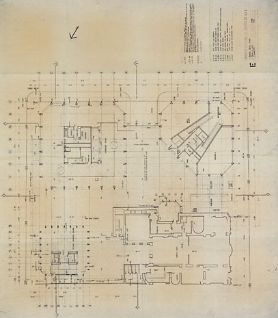 Plan and section of the buildings at the square
level. Heliographic copies, Domus Archives
