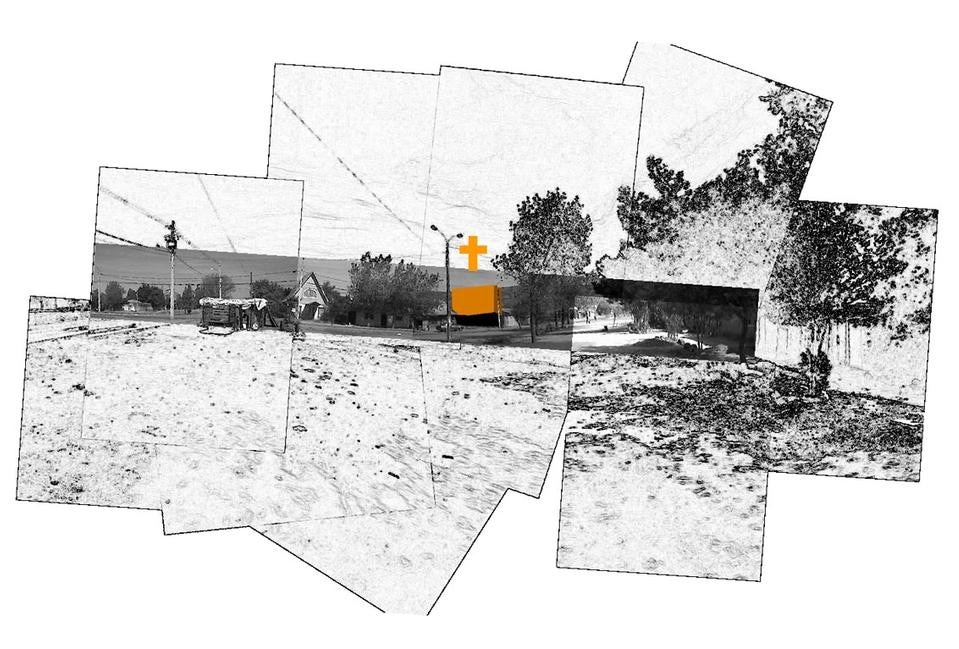 Supersudaka, Chile: concept sketches and pictures of the Church-ita nearing completion in Talca.