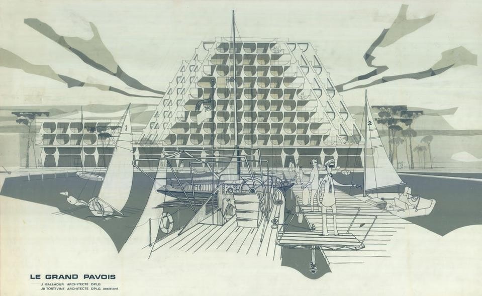 Jean Balladur, Le Grand Pavois, La Grande-Motte. 1967-1968. © SIAF / Cité de l'Architecture et du Patrimoine / Archives d’architecture du XXème siècle
