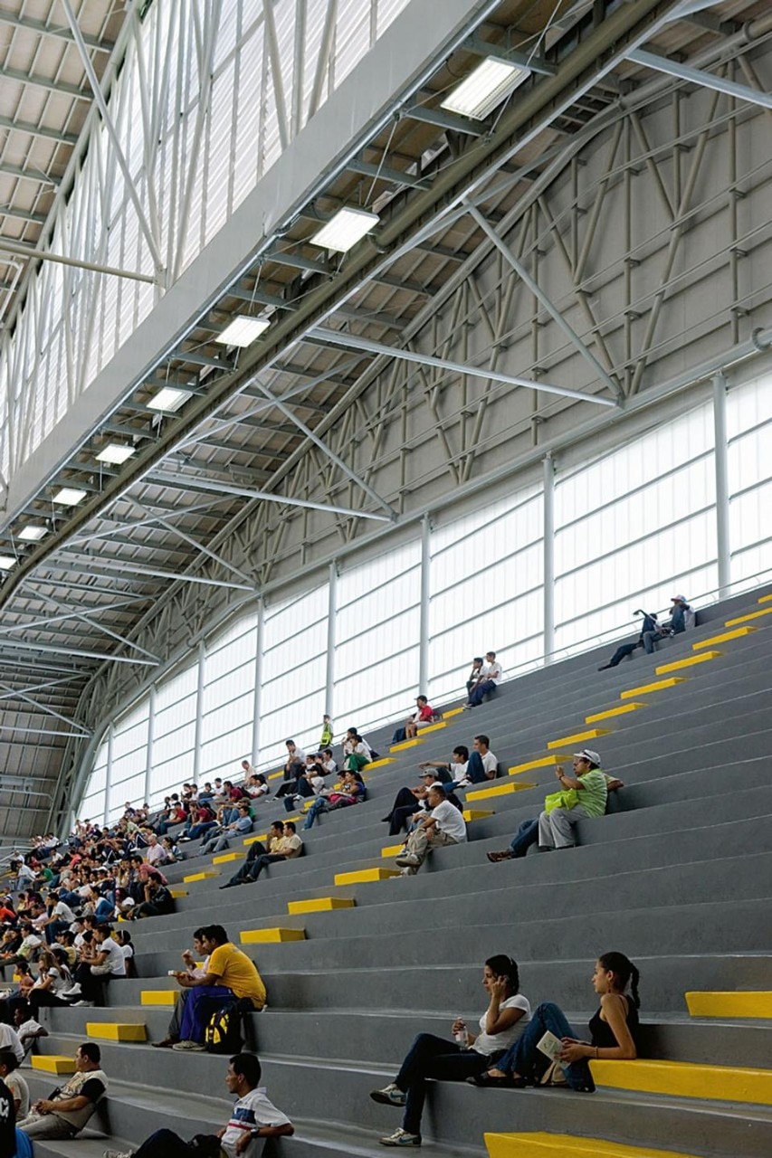 The stand in the Ivan de
Bedout building, which is
used for basketball