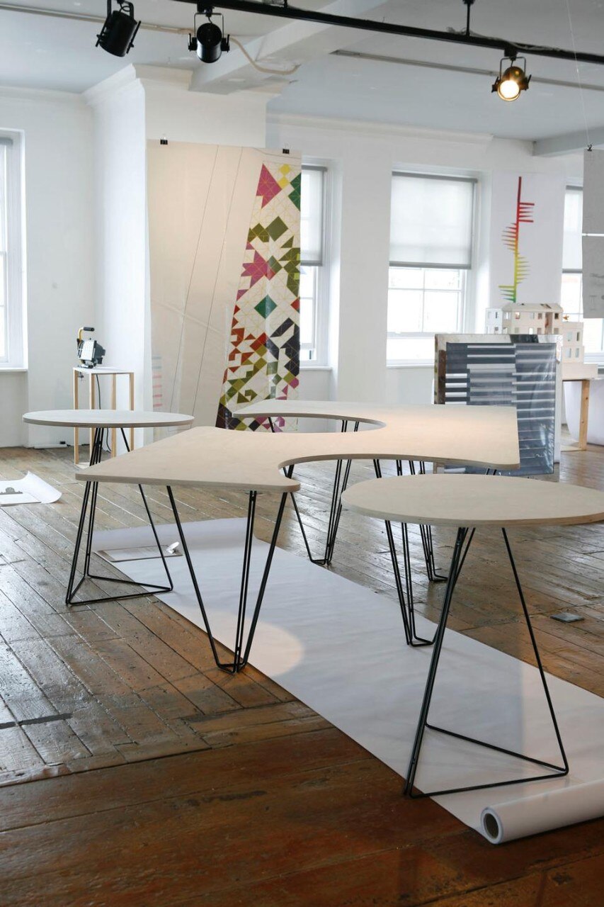 Timber cut out tables for the foyer in Aberystwyth Arts Centre di dRMM, 2010