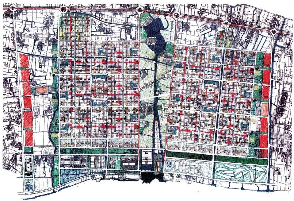 Concept plan for the new city of Pujiang, Shanghai, 2001 – 2009