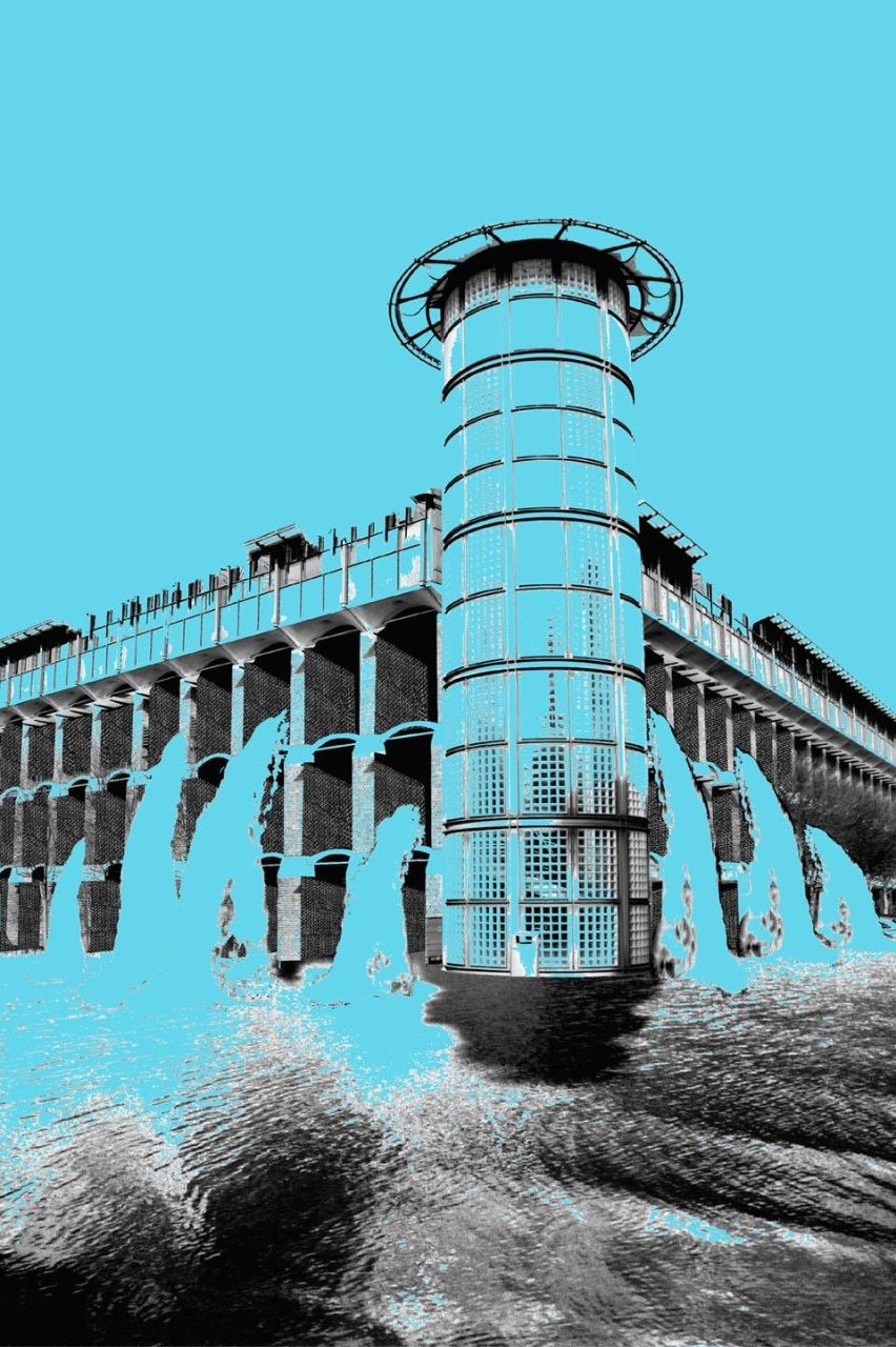 Nottingham’s Monuments of the Near Future (at Nottingham Contemporary, 2010) was a series of imagined near-future scenarios for the city of Nottingham, its architecture, infrastructure and industry. The tour encompassed monuments such the flooded ruin of the Inland Revenue that stands like Diocletian’s baths in the watery valley, its concrete and steel arches stripped back to house a series of thermal rooms and pools. Stratified banks of paper form from the left over governmental forms, receipts and letters, left by the tax office and the waste paper is used to damn pools and rivulets within the watery landscape. Nottingham’s Monuments of the Near Future (at Nottingham Contemporary, 2010) was a series of imagined near-future scenarios for the city of Nottingham, its architecture, infrastructure and industry. The tour encompassed monuments such the flooded ruin of the Inland Revenue that stands like Diocletian’s baths in the watery valley, its concrete and steel arches stripped back to house a series of thermal rooms and pools. Stratified banks of paper form from the left over governmental forms, receipts and letters, left by the tax office and the waste paper is used to damn pools and rivulets within the watery landscape.