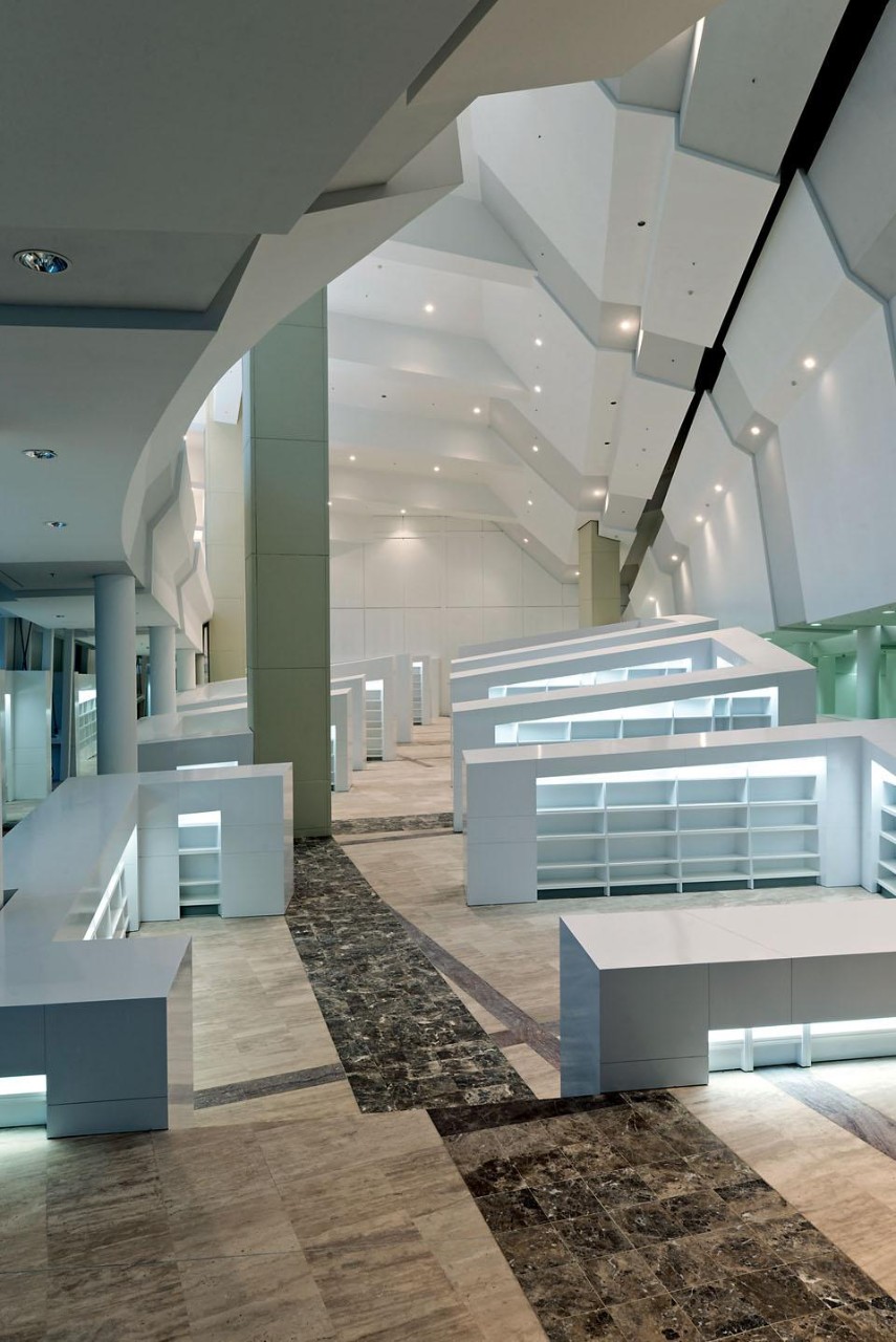 The interior of the library and newspaper archive.	