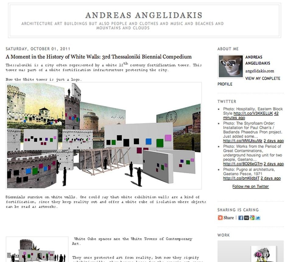 Andreas Angelidakis's blog, the first blog to be collected as architecture.
