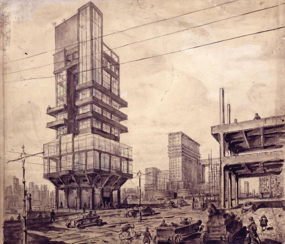 Lev Vladimirovich Rudnev,
<em>City of the Future</em>, 1927
(Schusev Museum
of Architecture)