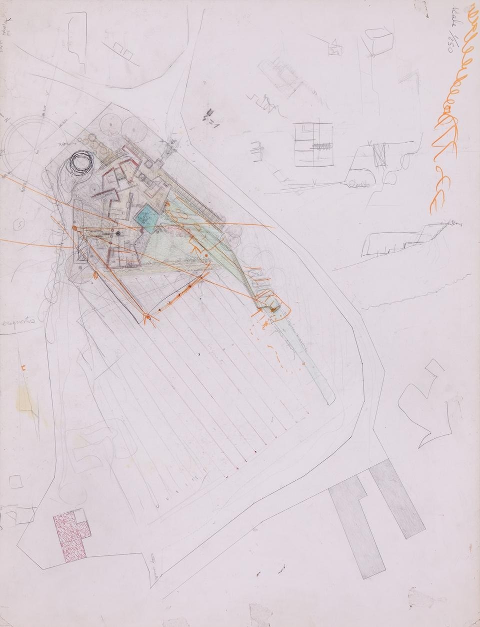 Carlo Scarpa, Villa Ottolenghi, general site plan, including preliminary plan of the villa. Courtesy of The Irwin S. Chanin School of Architecture Archive of The Cooper Union
Carlo Scarpa, Villa Ottolenghi, general site plan, including preliminary plan of the villa. Courtesy of The Irwin S. Chanin School of Architecture Archive of The Cooper Union