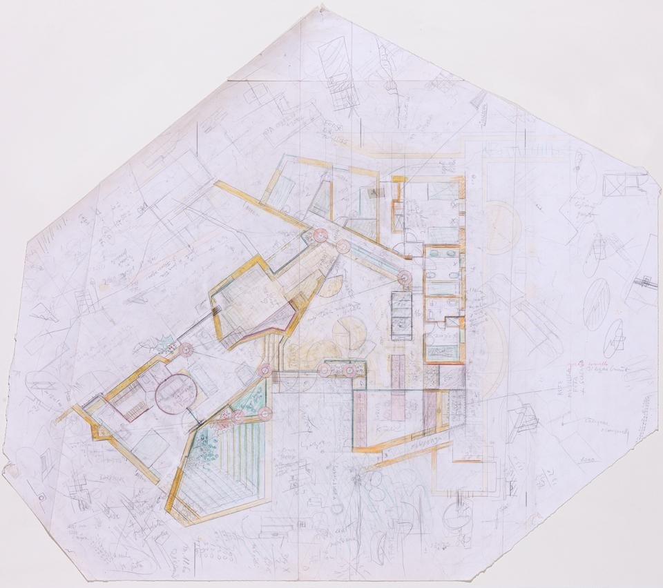 Carlo Scarpa, Villa Ottolenghi, ground floor plan. Courtesy of The Irwin S. Chanin School of Architecture Archive of The Cooper Union
