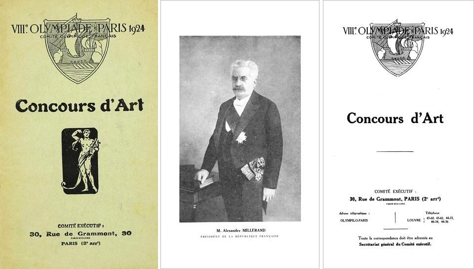 Top: The Amsterdam Olympic
Stadium, designed by Jan Wils,
won the architecture category
of the 1928 Olympic Art
Competition. It was the first
and only time the prize was
awarded to a realised work. Above: The Art Competition
announcement, issued for
the 1924 Paris Olympics