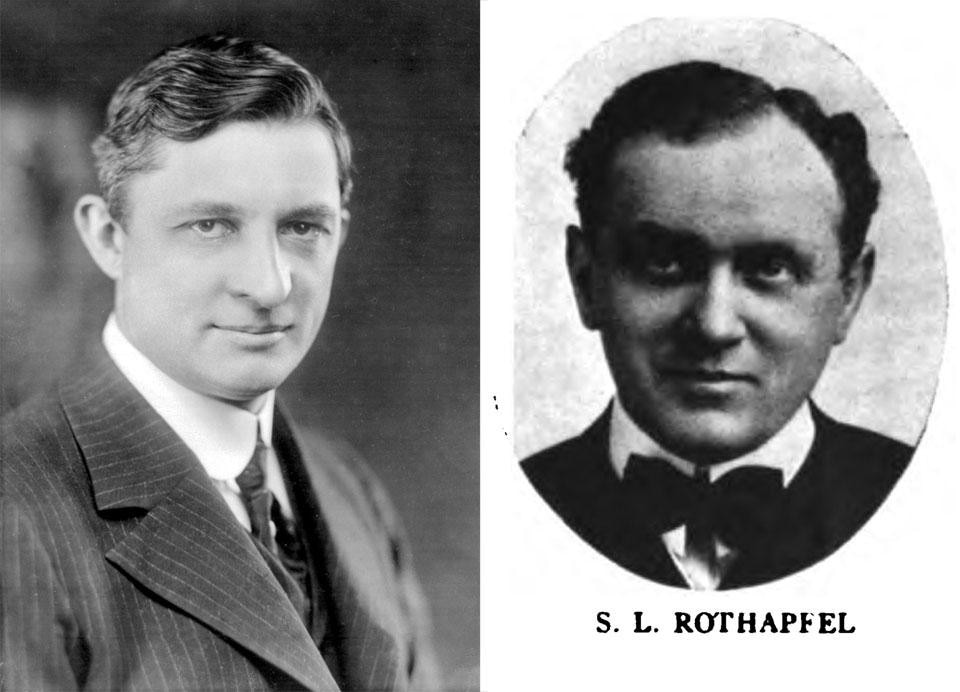 Top: <em>Wendy</em>, the HWKN-designed winner of MoMA/PS1's annual Young Architects Program, during the Warm Up 2012 series. Photo by Michael Moran/OTTO. Above: Left, Willis Carrier. Right, American theatrical impresario Samuel Roxy Rothafel. Photos via <a href="http://en.wikipedia.org/wiki/Main_Page" target="_blank">Wikimedia</a>