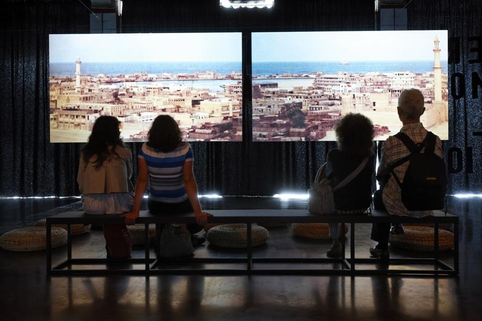 Video installation at Hangar 14. Photo by Vincent-Monthiers