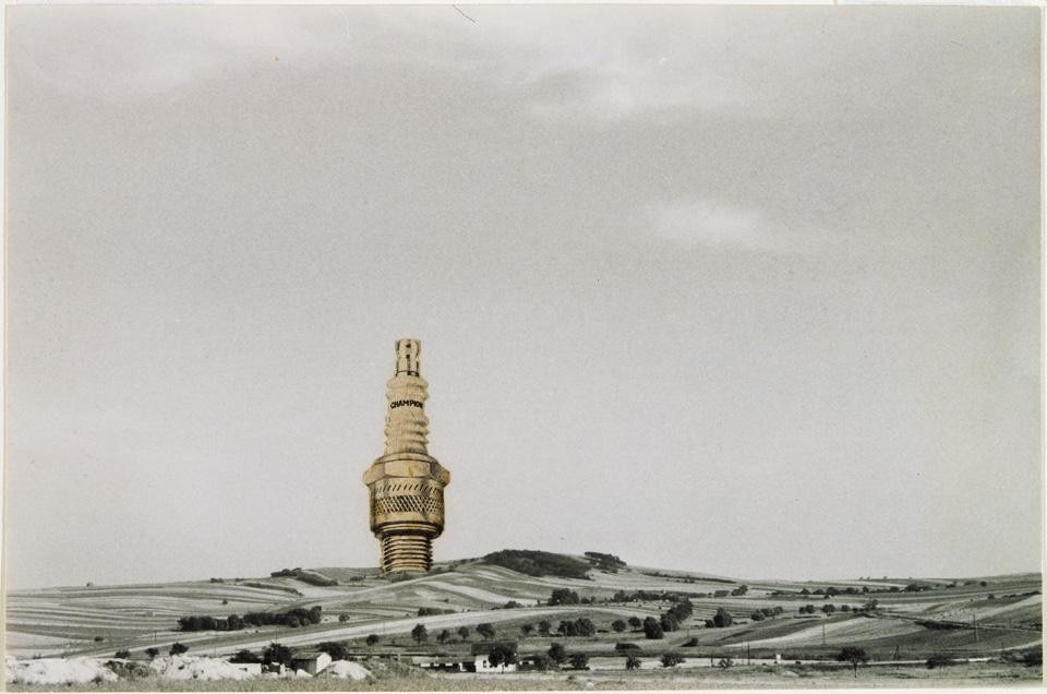 Hans Hollein, <em>Highrise Building, Sparkplug,</em> project, 1964. The Museum of Modern Art, New York