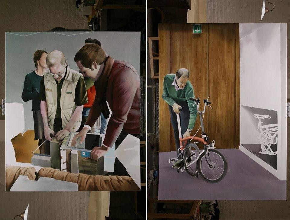 Left, Demonstration of an Internorm window frame. Right, Alcove for foldable bikes at
Futureproofed, an environmental
consultancy agency