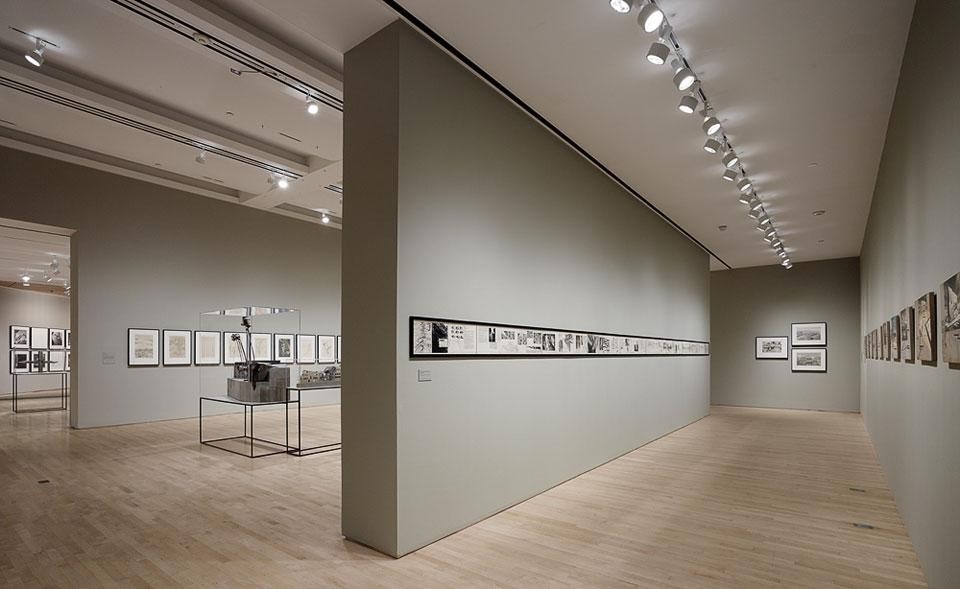 "Lebbeus Woods, Architect", installation view of the exhibition, San Francisco Museum of Modern Art (SFMOMA)