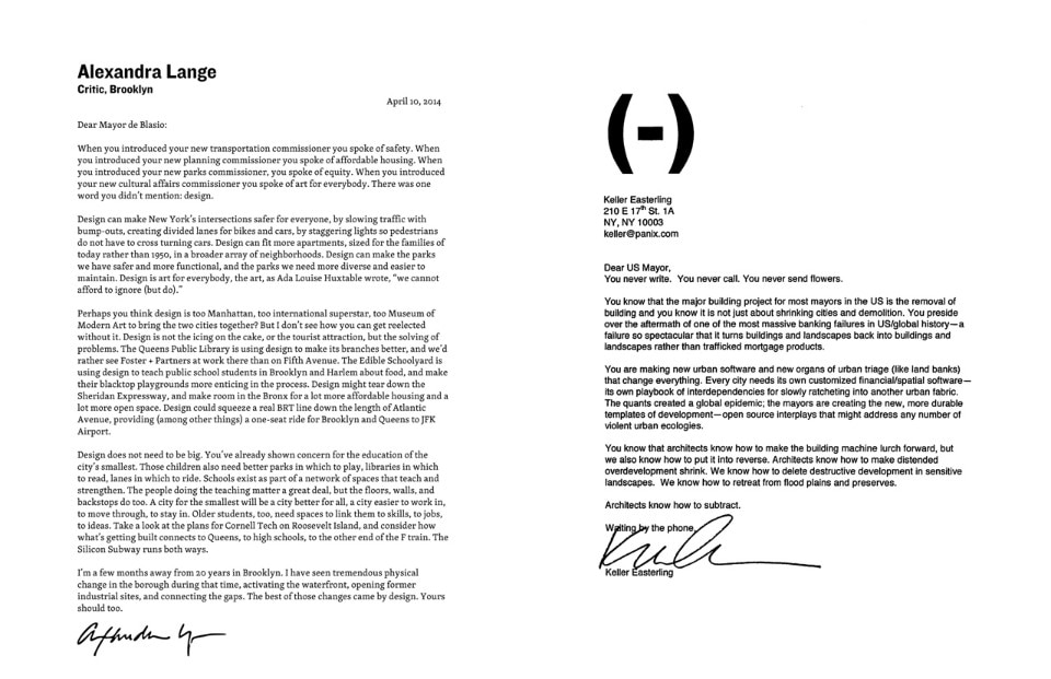 Letters to the Mayor Letters to the Mayor