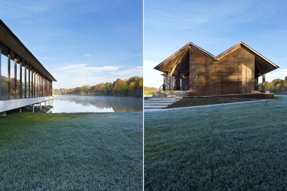 Bernard Desmoulin Architecte, Conference room on a lake, Le Vaumain, France, 2016