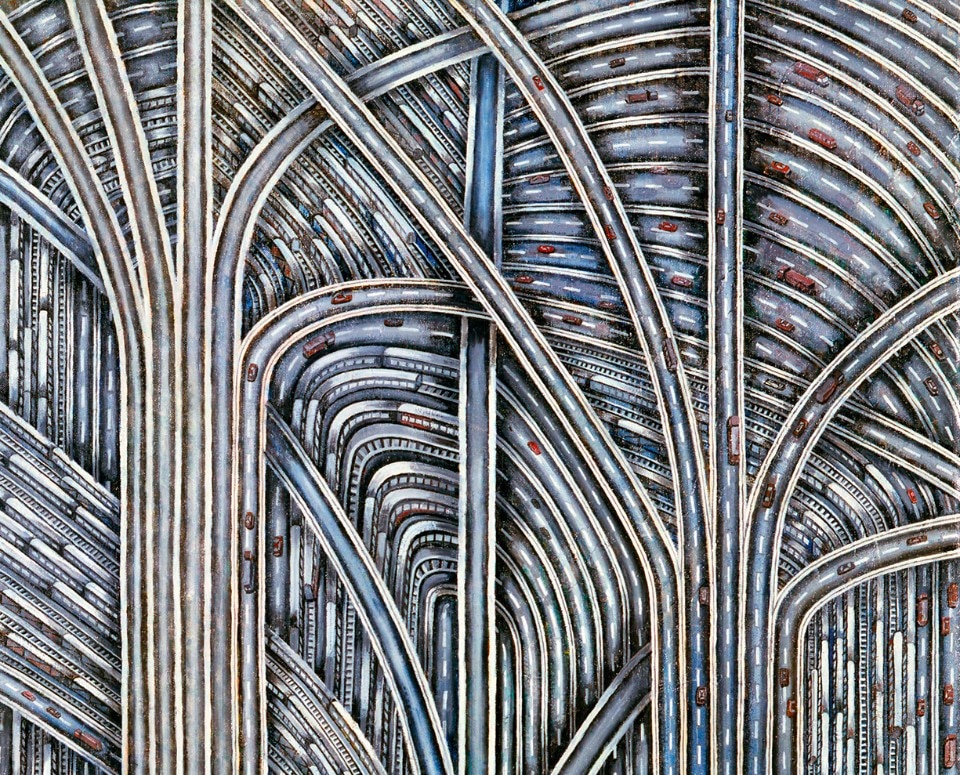 Thomas Bayrle, Gothic Daub, 1980; oil on canvas. Private collection, Vienna, Photo Wolfgang Günzel. © Bildrecht, Vienna, 2017