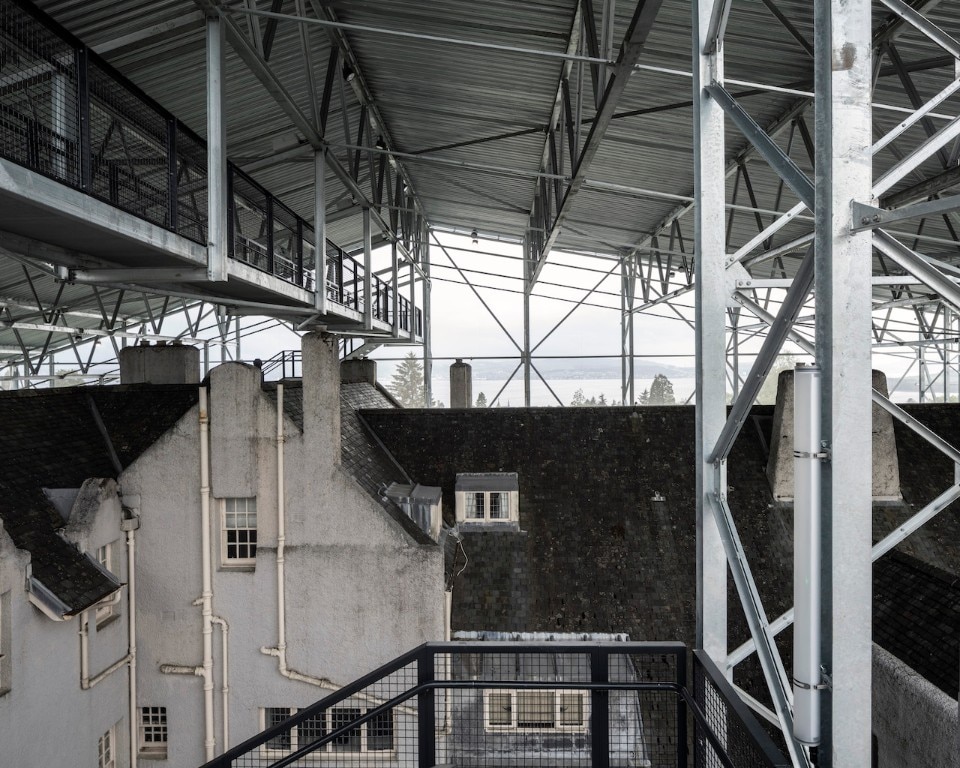 View of Hill House from inside the mesh enclosure. Photo Johan Dehlin