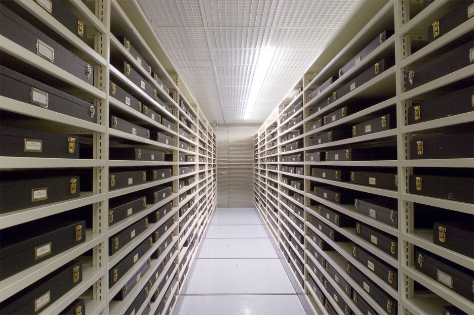 View of a CCA vault. Photograph by Stefano Graziani  Collection CCA. Commissioned by the CCA. © Stefano Graziani