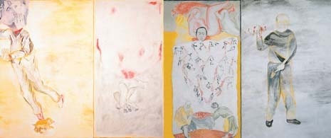 The polyptych (with self-portrait) in mixed technique on canvas, which Francesco Clemente showed in 1980 at the Padiglione di Arte Contemporanea in Milan