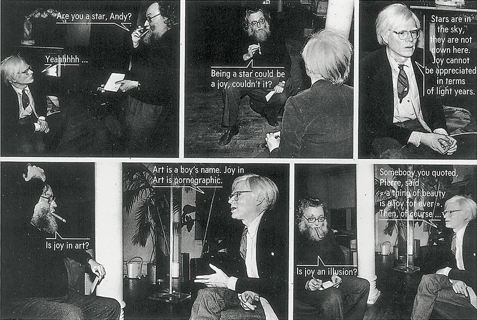 A dialogue in the style of strip cartoon with Andy Warhol A dialogue in the style of strip cartoon with Andy Warhol