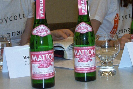 Limited edition of Mattoni mineral water, sponsor of the Biennale
