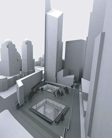 <b>Reflecting Absence</b> by the israeli designer Michael Arad has two pools of water 30 feet (9 meters) below street level
