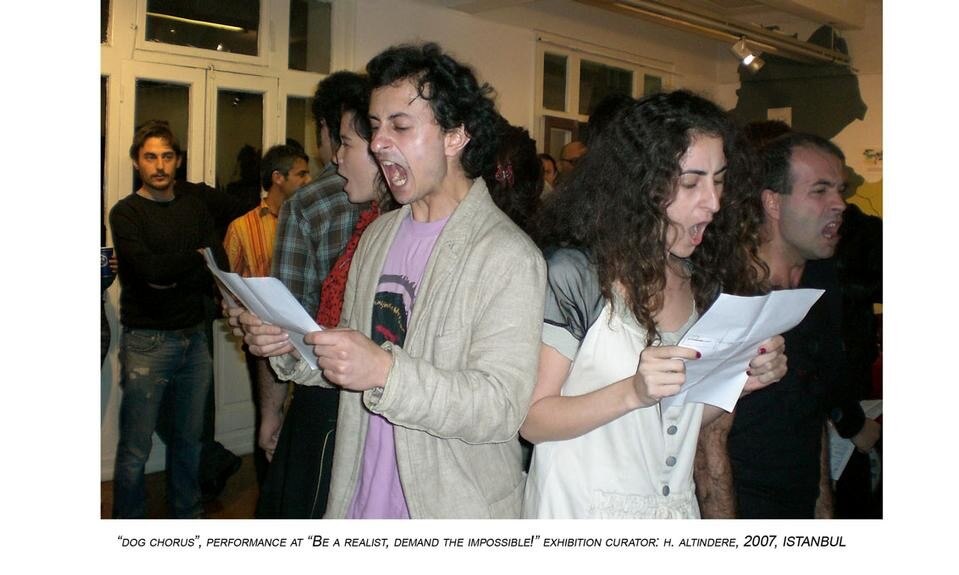 Ha Za vu Zu, <i>Dog Choir</i>,
2007 (Karsi Sanat Gallery,
Istanbul) Ha Za vu Zu, <i>Dog Choir</i>,
2007 (Karsi Sanat Gallery,
Istanbul)