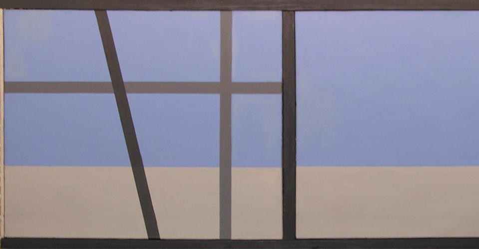 <i>Window VI 1950</i><br>
Oil on canvas and wood, two joined panels<br>
26 x 62 7/8 inches (66.0 x 159.7 cm)<br>
Private collection<br>
Photo courtesy the artist