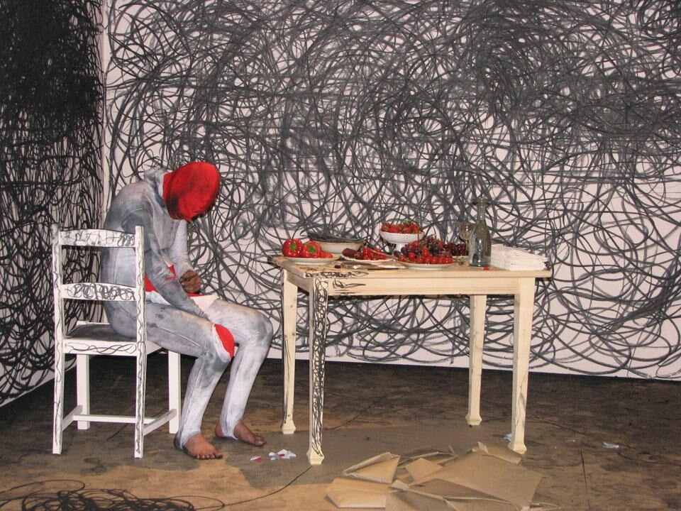 Nikhil Chopra <i>Broken White II</i> (performance still) 2011.