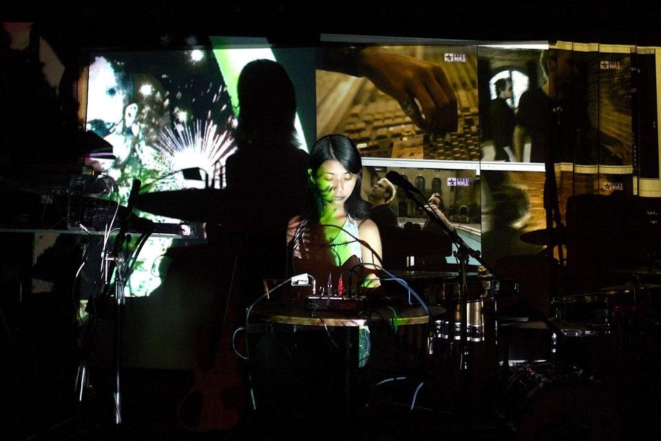 Audio-visual installation at the MACBA. Courtesy of the Grec Festival. Photo by Buzz Andersen.