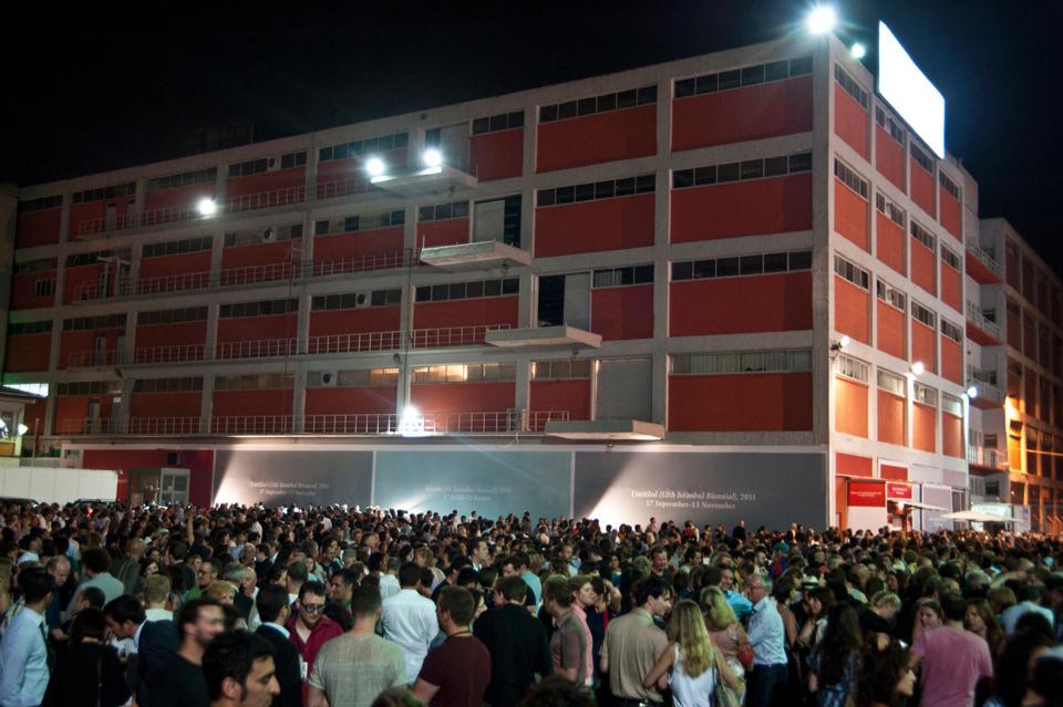 Exterior of Antrepo during the inaugural evening event. Photo Mustafa Onder. Exterior of Antrepo during the inaugural evening event. Photo Mustafa Onder.