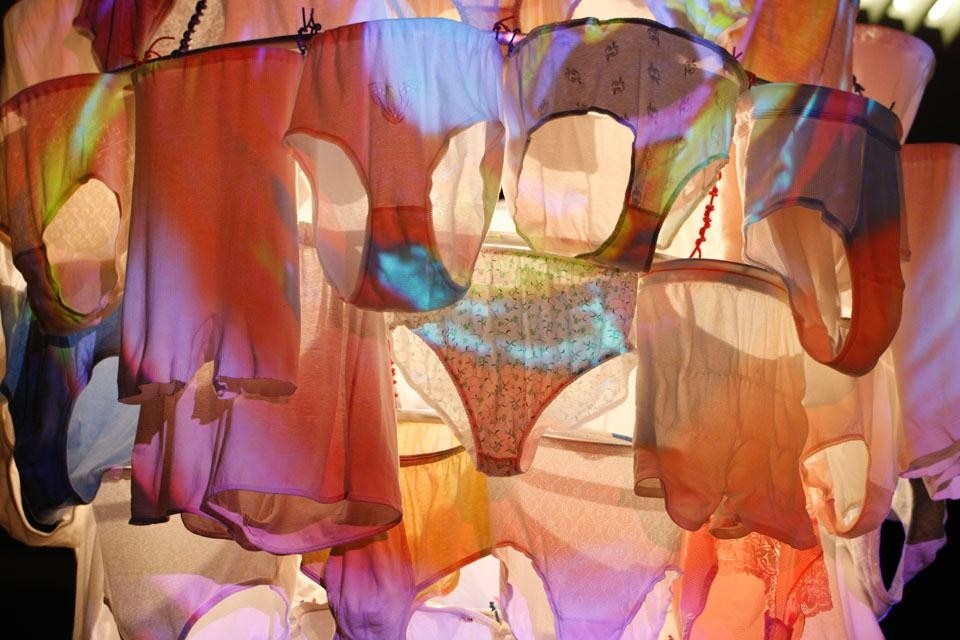 Detail of <i>Cape Cod Chandelier,</i> video installation, 2011.