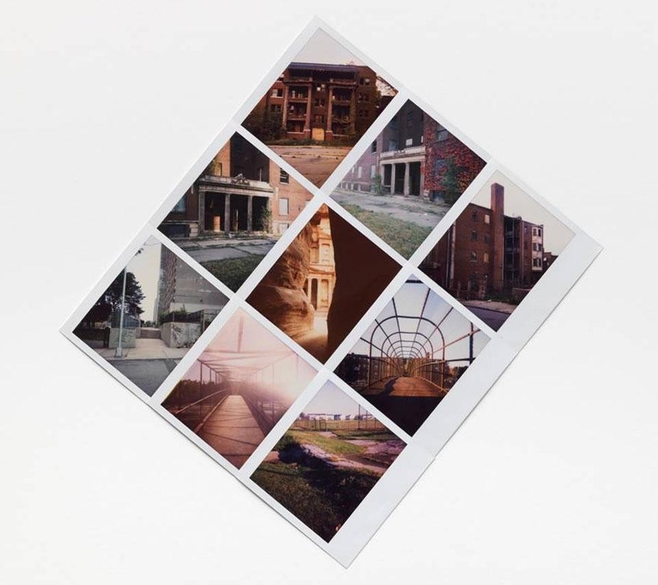 Cyprien Gaillard, <i>01–04. Geographical Analogies,</i> 2006-2011, mixed media, 65 x 48 x 10 cm (framed). © Cyprien Gaillard. Courtesy of Galerie & Bugada Cargnel, Paris/Sprüth Magers, Berlin and London/Laura Bartlett Gallery, London.