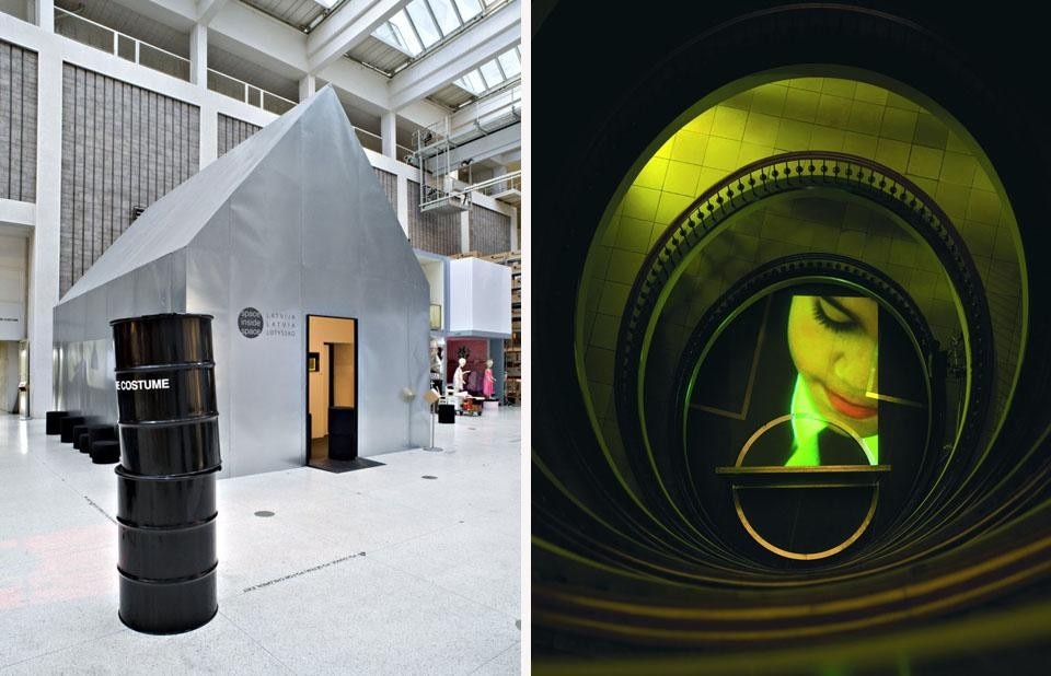 Left: <i>Space Inside Space</i>, designer Reinis Suhanovs
Latvia, Section of Countries and Regions. Right: Roberto Fortuna, Hotel Proforma


