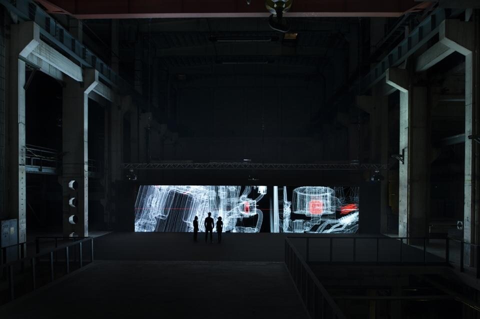 Ryoji Ikeda, <em>data.anatomy [civic]</em> at the MUMA Kraftwerk Berlin, installation view