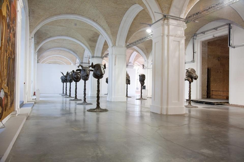 Top: Song Dong, <em>Wisdom of the Poor</em>, 2005–2012. Courtesy of the artist and PACE gallery, Beijing. Above: Ai Weiwei, <em>Circle of Animals</em>, 2012. Yuz Collection Jakarta. Photo by Maksim Belousov, Mykhaylo Chornyy