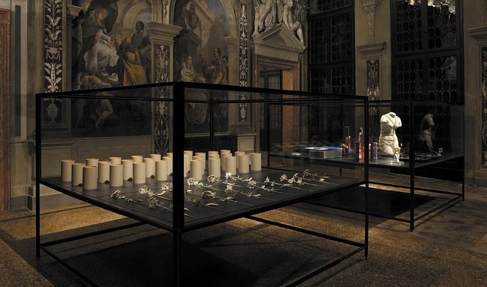 <em>The Small Utopia. Ars Multiplicata</em>, installation view with works by Meret Oppenheim and Man Ray, at the Prada Foundation