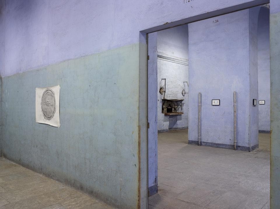 Cyprien Gaillard, <em>Gates</em>, 2012, installation view at <em>Rubble and Revelation</em>, Fondazione Trussardi, Ex Caserma XXVI Maggio, Milan. Courtesy of Sprueth Magers Berlin London