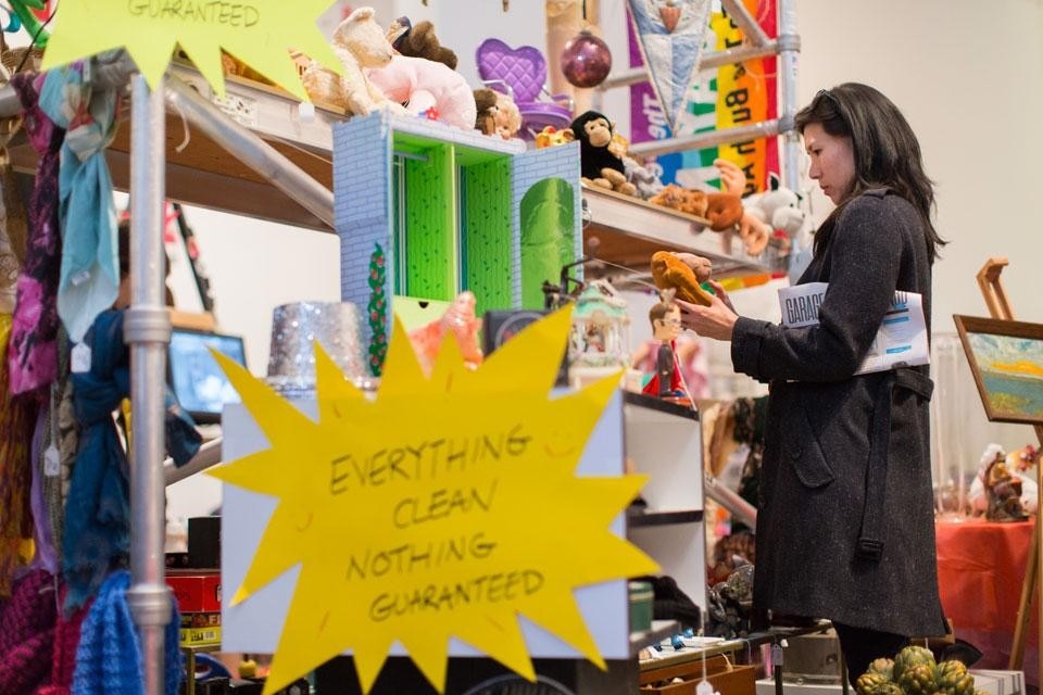 Martha Rosler, <em>Meta-Monumental Garage Sale</em>, installation view at the Museum of Modern Art, New York. Photo by Scott Rudd