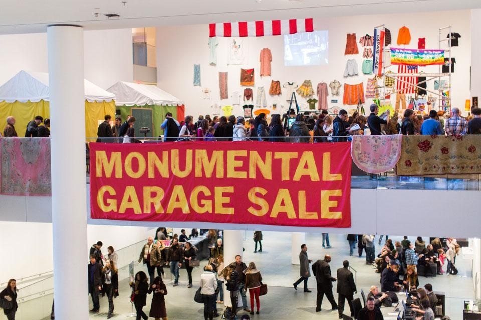 Martha Rosler, <em>Meta-Monumental Garage Sale</em>, installation view at the Museum of Modern Art, New York. Photos by Scott Rudd