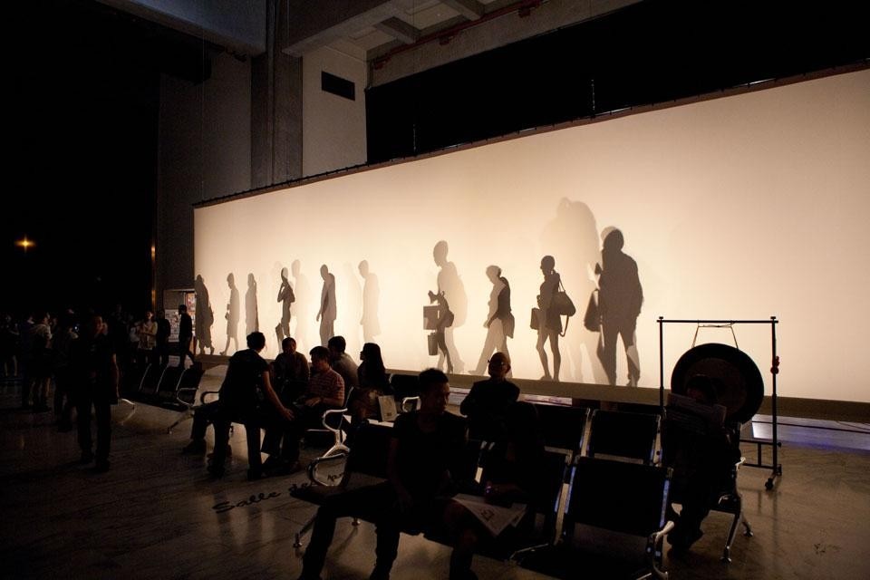 Above: Andreas Siekmann, <em>Trickle down—Public Space in the Era of its Privatization</em>, 2007/2012. Above: Hannah Hurtzig, <em>The Waiting Hall. Scenes of Modernity,</em> 2012, installation and performance