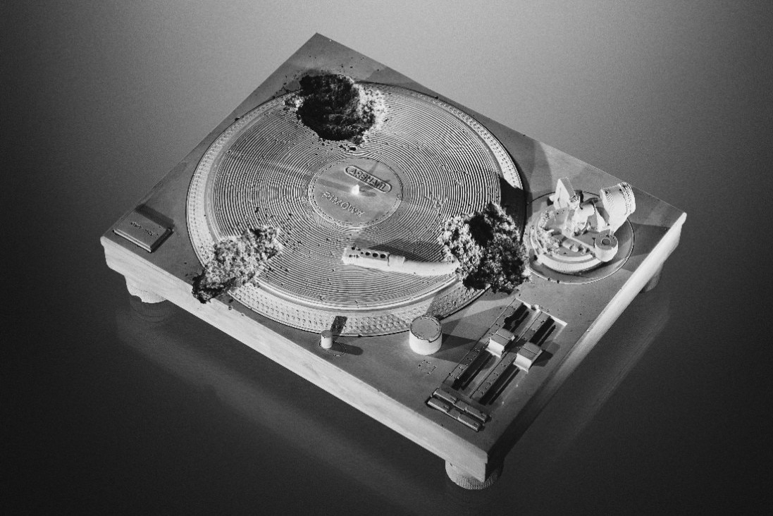 Daniel Arsham's eroded turntable pays homage to an iconic