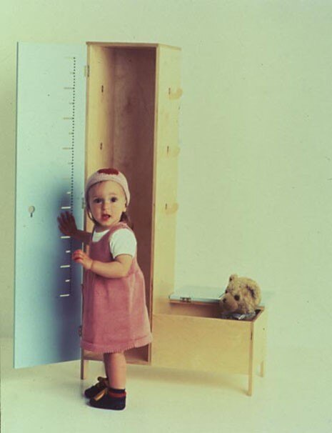 Flapjack, design Sebastian Bergne. Children learn to tie laces and record their height