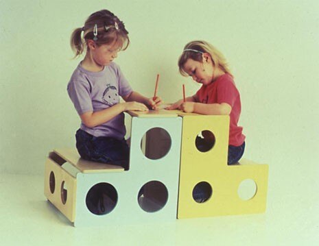 Jammy Dodger, design Matthew Hilton. Two stepped units, that can nest inside each other for storage