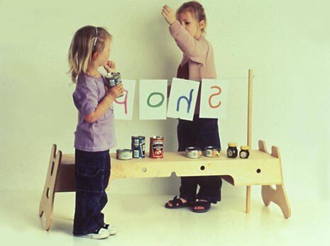 Shortcake, design Stephen Bretland. Small, reversible bench, which is vehicle for playing games